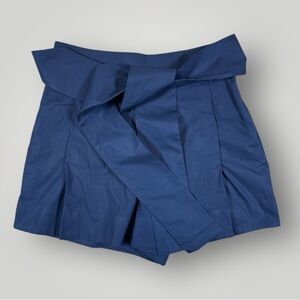 J.Crew Tie Waist Paperbag Shorts Womens Size 6 Navy Blue Cotton Pleated